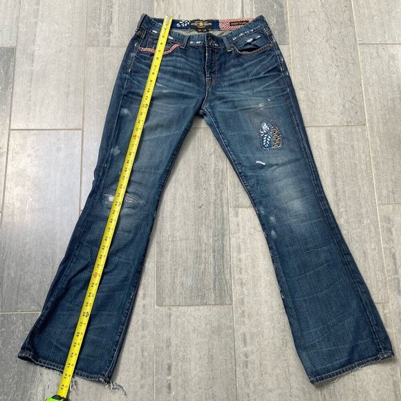 Lucky Brand Sweet N Low Patchwork Distressed Flare Bootcut Jeans Size 10/30 - Picture 9 of 12